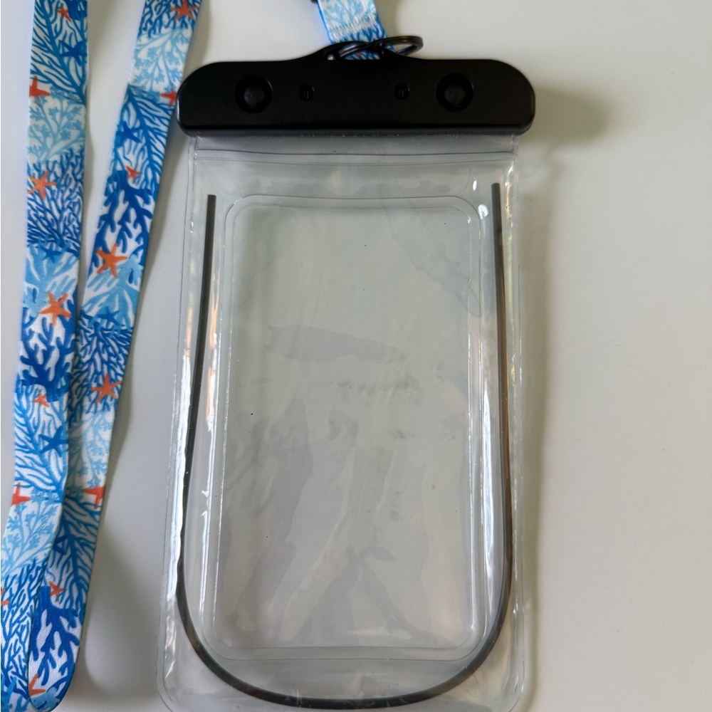 Clear Waterproof Floating Phone Pouch with Coastal Lanyard